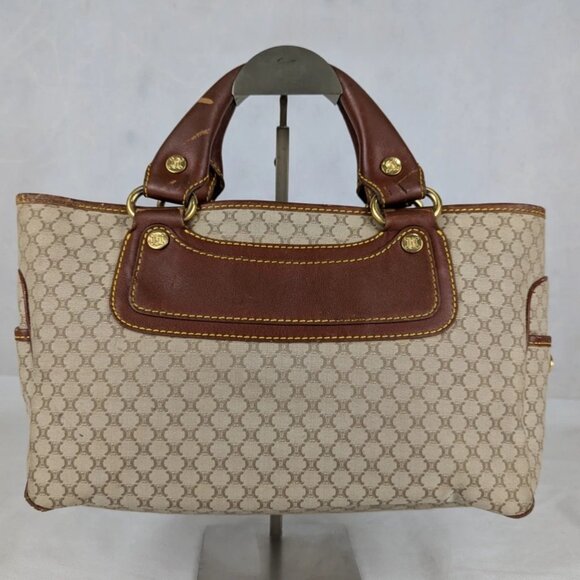 Authentic Celine Tote Bag Handbag Macadam Beige7 Vintage Based on Original Title - Picture 1 of 16